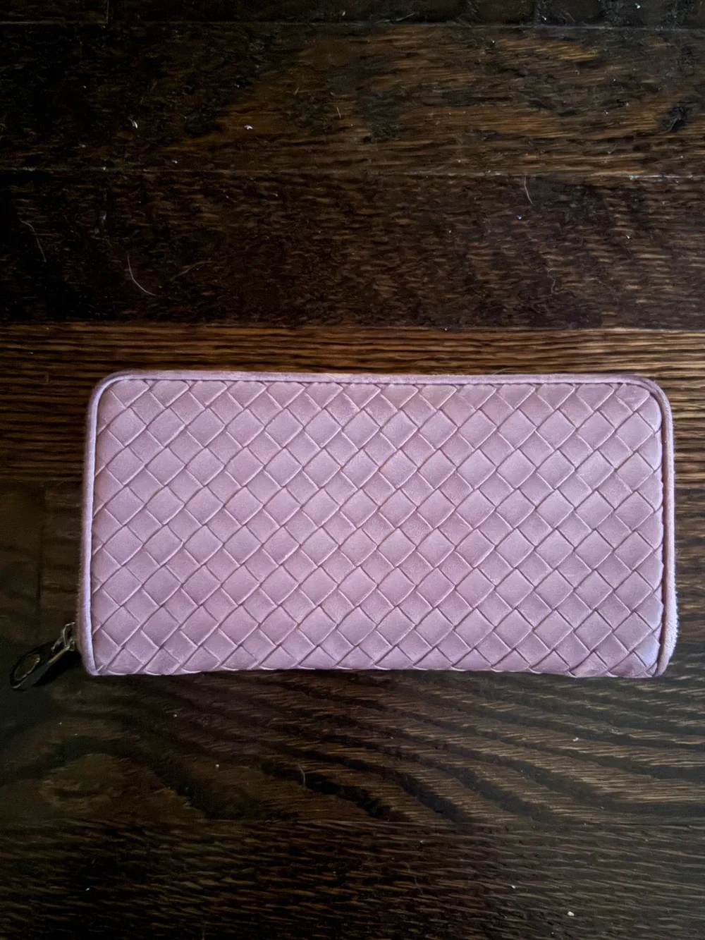 Bottega Veneta Intreciatto Zip-Around Women’s Wallet in Light Pink
